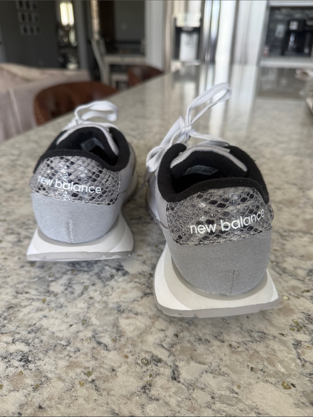 New Balance Women's Gray and Dark Gray Layered Retro Sneakers - Picture 2 of 5